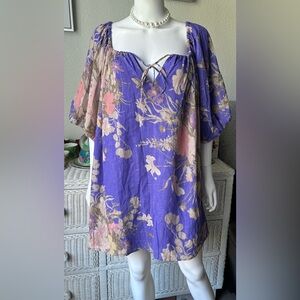 Auguste Celestia Cora Dress Puff Sleeves Floral Print Purple color Size M NWT